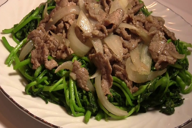 rau cải xoong xào thịt heo hinh 4