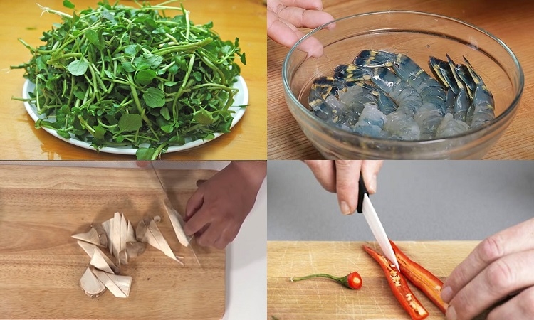 Rau cải xoong xào tôm (Hình 2)