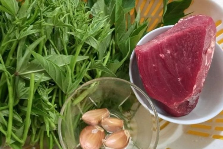 rau lang xào thịt bò