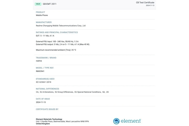 Realme C75 lộ thông số kỹ thuật qua chứng nhận