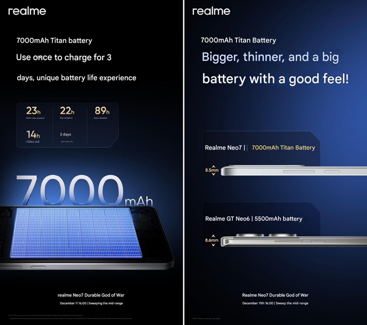 Realme Neo7 được hé lộ pin khủng trước ngày ra mắt