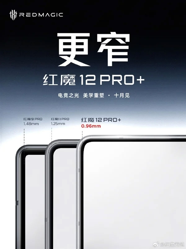 Viền màn hình REDMAGIC 12 Pro+ chỉ còn 0,96 mm, giúp tăng cảm giác hiển thị liền mạch ở mặt trước.