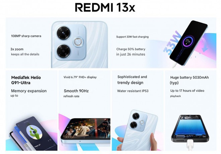 Redmi 13x ra mắt tại Việt Nam với thiết kế mới, cấu hình quen thuộc