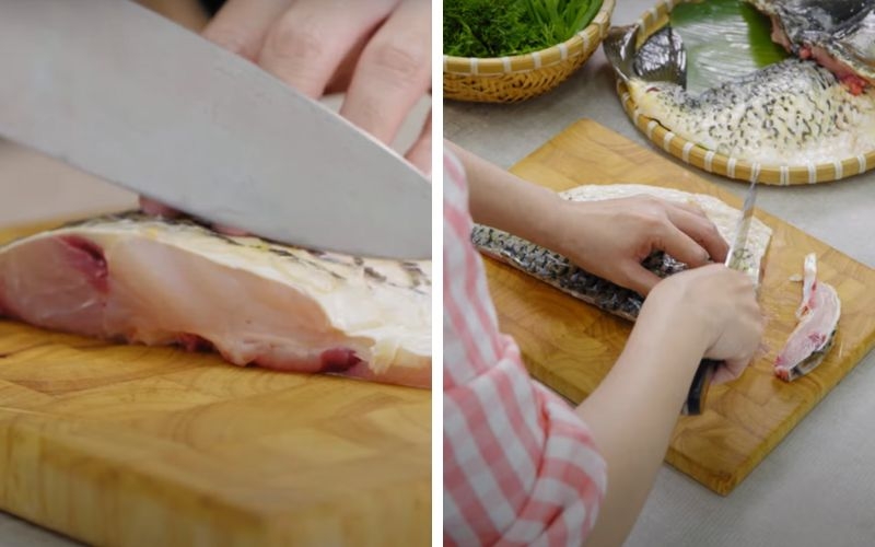 Sơ chế nguyên liệu làm lẩu riêu cá chép