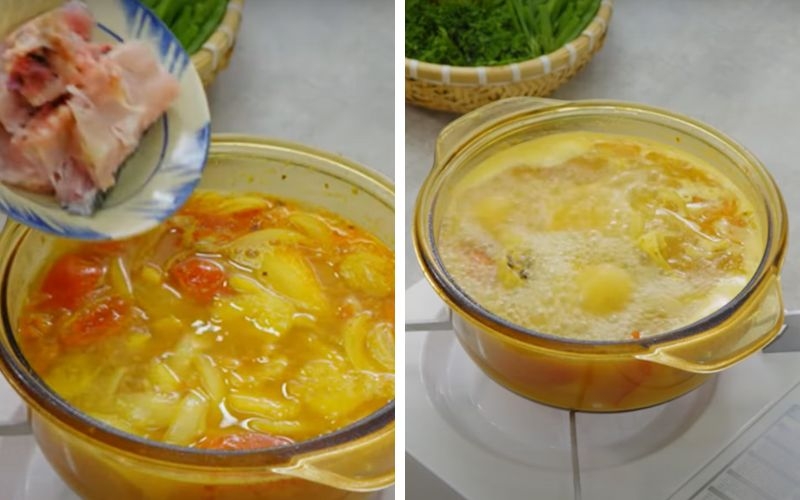 Nấu nước lẩu riêu cá chép
