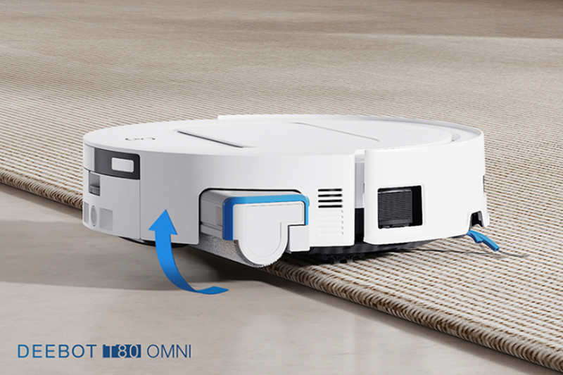 Chế độ tự nâng con lăn khi robot hút bụi lau nhà Ecovacs T80 Omni