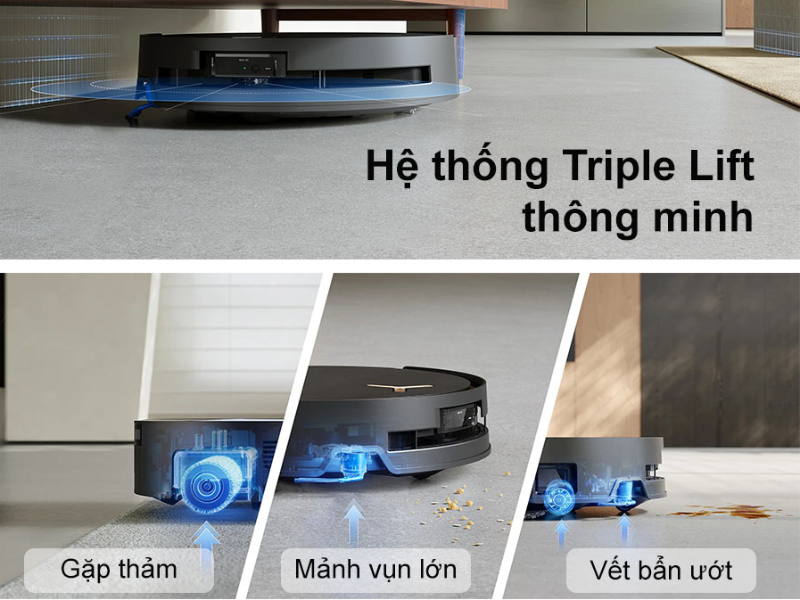 Nâng chổi thông minh, phân tách hút khô - lau ướt