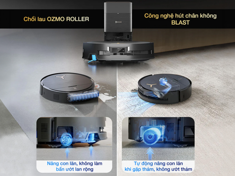 Tự động nâng con lăn khi gặp thảm