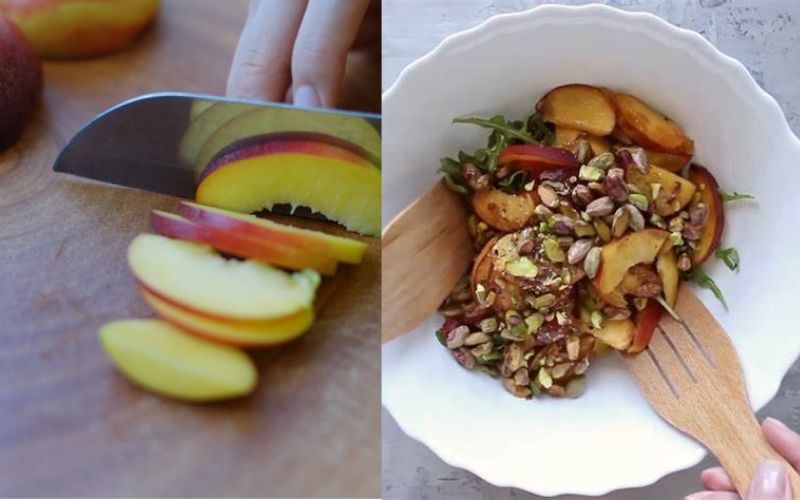 Trộn salad đào hạt dẻ cười