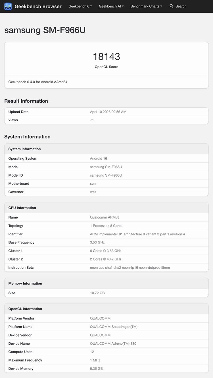 Samsung Galaxy Z Fold7 vượt OPPO Find N5 trong benchmark đầu tiên với Snapdragon 8 Elite