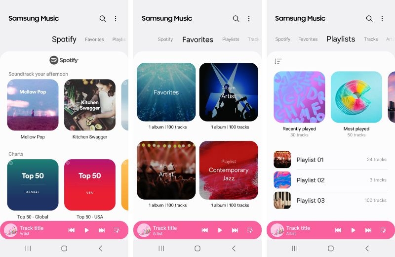 Giao diện ứng dụng Samsung Music trực quan, dễ sử dụng