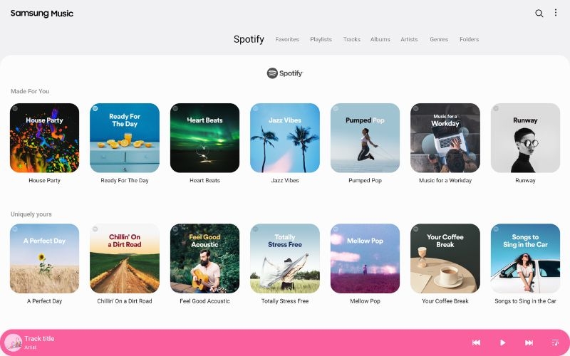 Samsung Music hỗ trợ liên kết với tài khoản Spotify