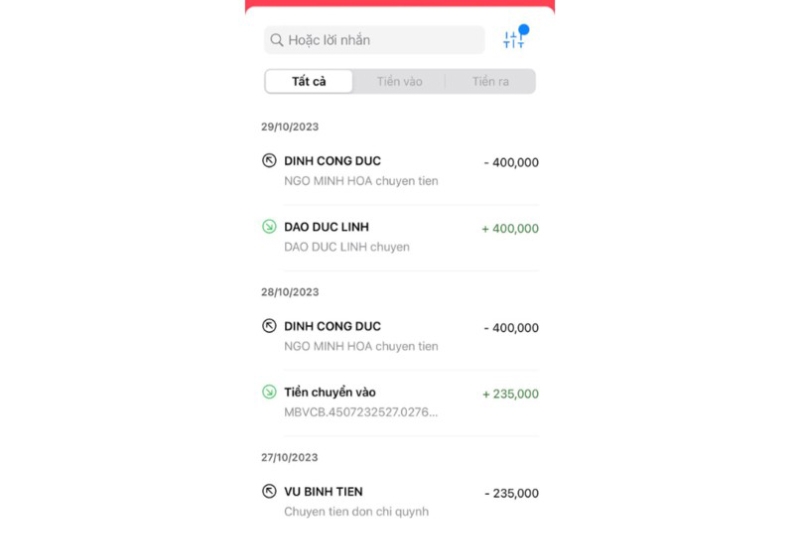 Sao kê online Techcombank - hình 1