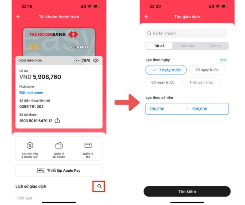 Sao kê online Techcombank - hình 5