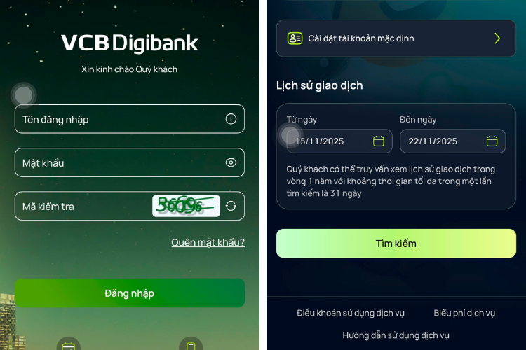 sao kê online Vietcombank trên điện thoại hình 3