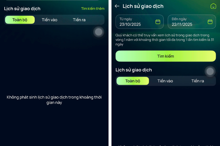 sao kê online Vietcombank trên điện thoại hình 4