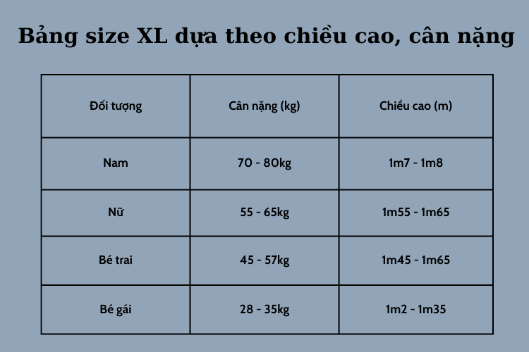 Size xl là bao nhiêu kg hình 3