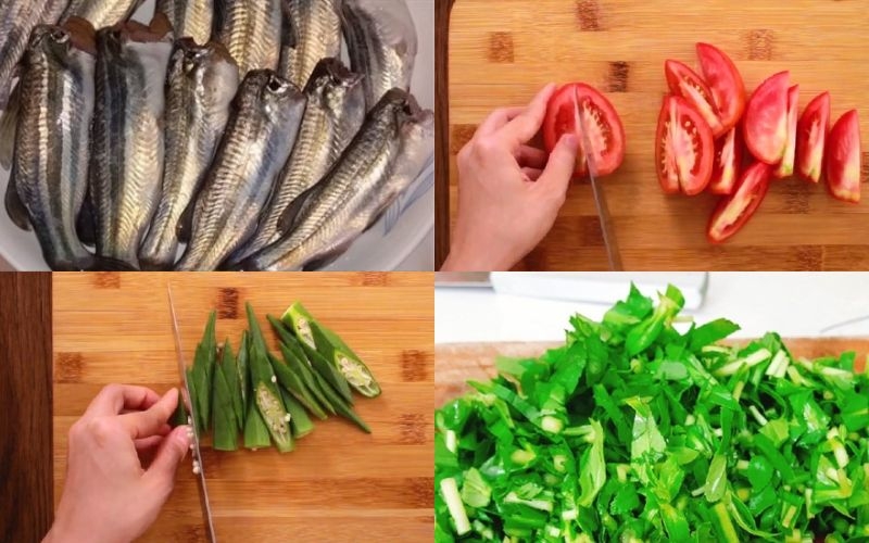sơ chế nguyên liệu làm canh chua cá chốt