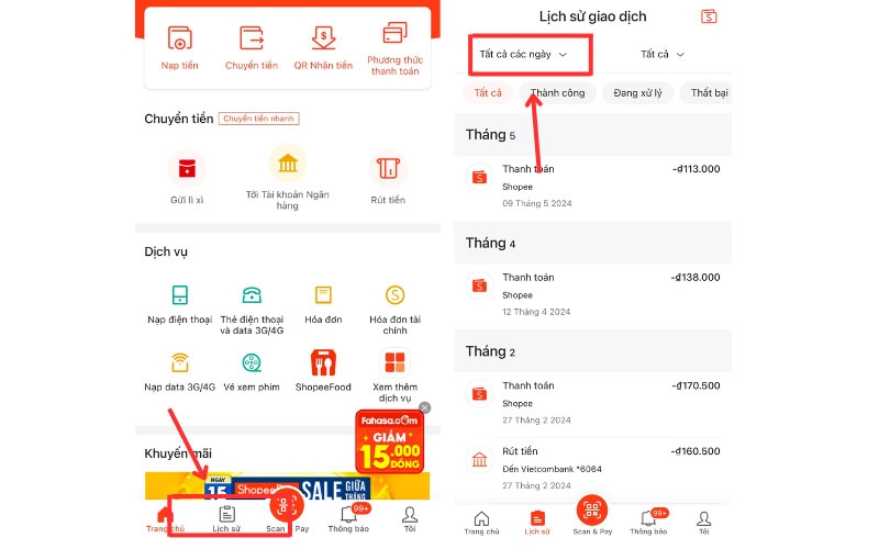 Số dư tài khoản Shopee hình 4