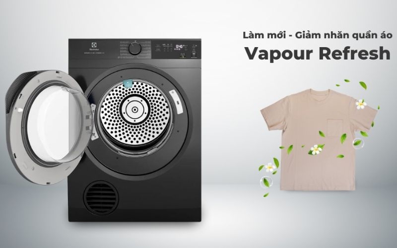 M&aacute;y sấy Electrolux EDS được trang bị c&ocirc;ng nghệ hơi nước Vapour Refresh