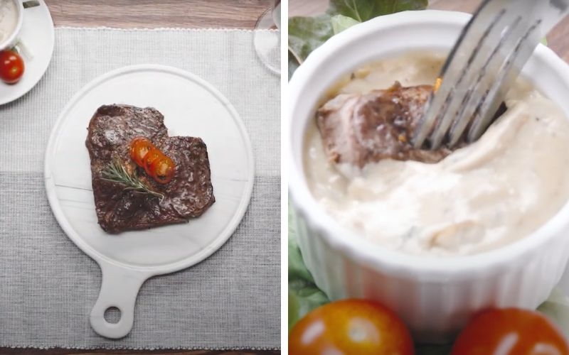 steak trái tim sốt nấm 4