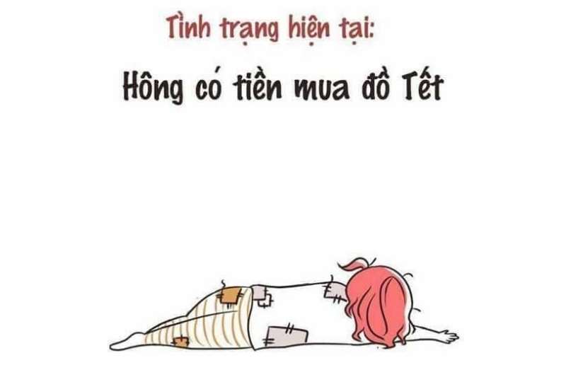 Những stt Tết hết tiền hài hước ngắn gọn