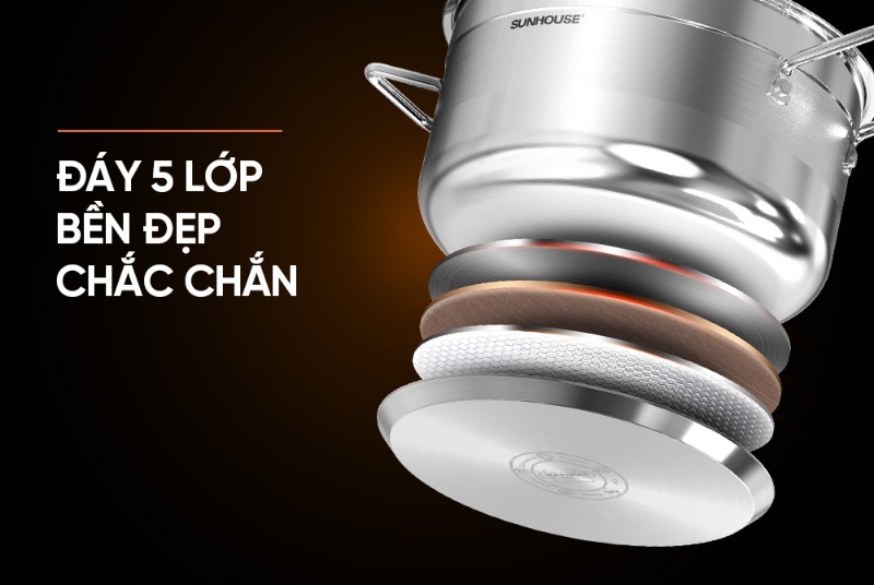 Bộ 3 nồi inox 5 đáy Sunhouse SHG669 - hình 2