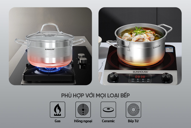 Bộ 3 nồi inox 5 đáy Sunhouse SHG669 - hình 7