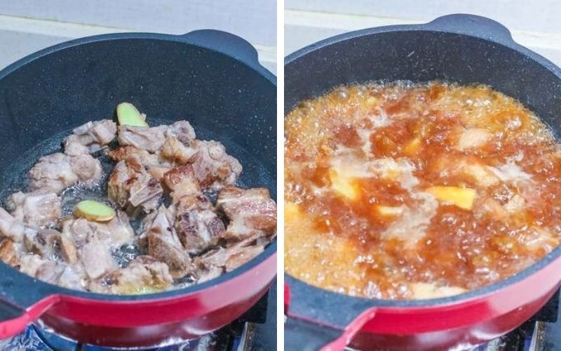 Kho sườn và khoai