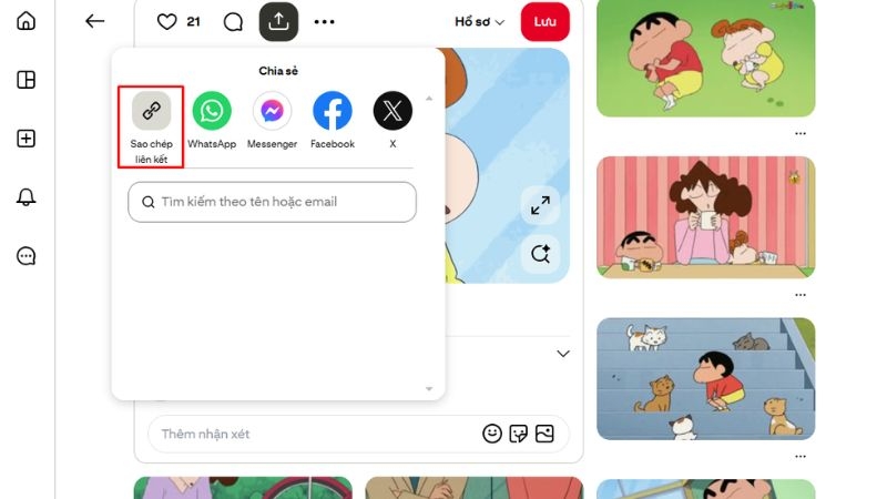Sao chép liên kết GIF trên Pinterest