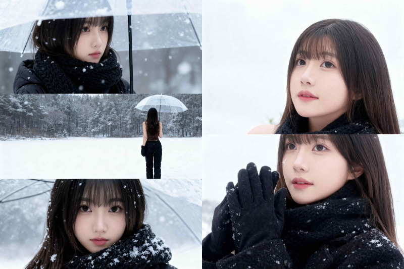 Trend tạo ảnh tuyết bằng Meitu 1