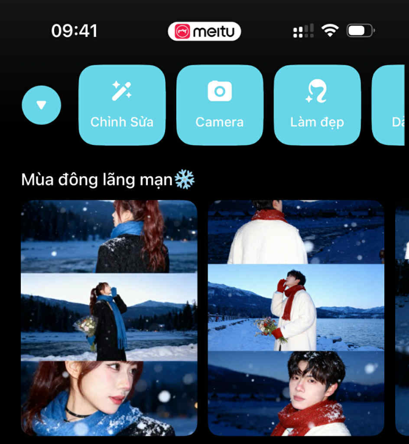 Trend tạo ảnh tuyết bằng Meitu 3