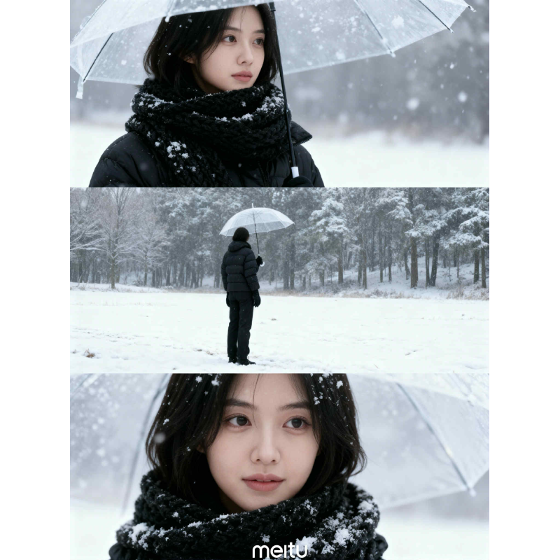 Trend tạo ảnh tuyết bằng Meitu 5