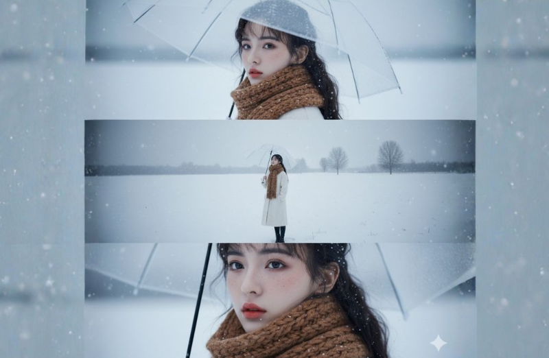 Trend tạo ảnh tuyết bằng Meitu 6