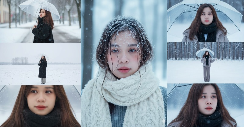 Trend tạo ảnh tuyết bằng Meitu 7