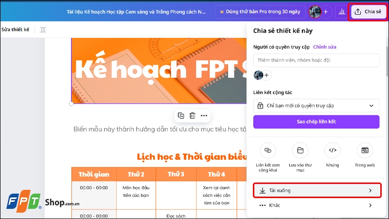 Tạo bảng kế hoạch ảnh 5