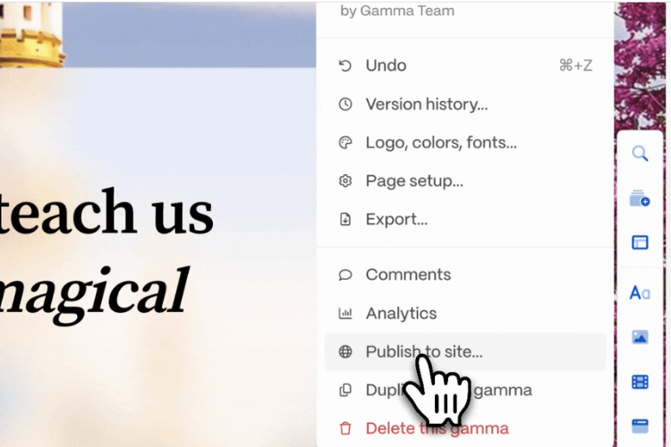 tạo trang web trên Gamma AI 2