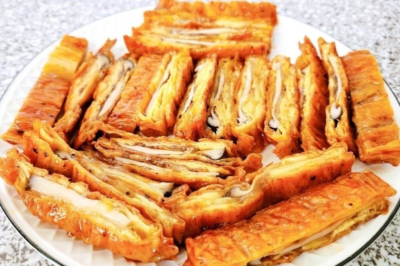 Tàu hũ ky cuộn nấm đùi gà chiên