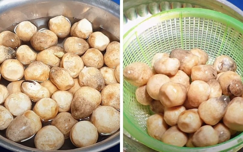 Sơ chế nấm rơm làm thịt bò xào nấm rơm cần tây