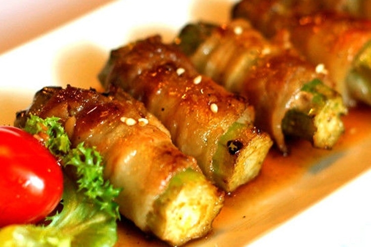 thịt heo cuộn đậu bắp sốt mật ong 2