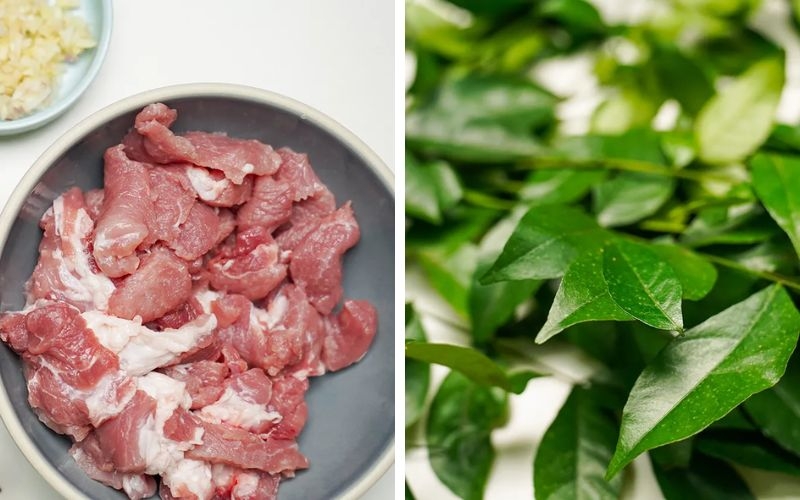 Sơ chế nguyên liệu làm thịt heo nướng mắc mật
