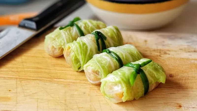 bap cao cuon thit hap