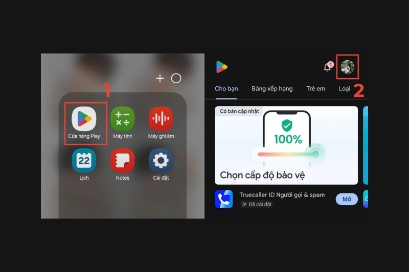 thoát tài khoản CH Play 5