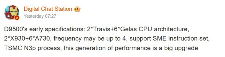 Thông số kỹ thuật MediaTek Dimensity 9500 lộ diện