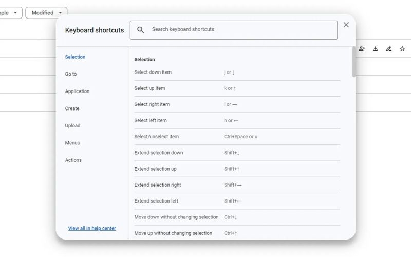Sử dụng phím tắt để thao tác nhanh trên Google Drive