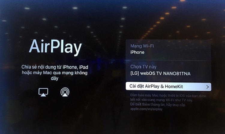 Tivi LG kh&ocirc;ng c&oacute; AirPlay (H&igrave;nh 4)