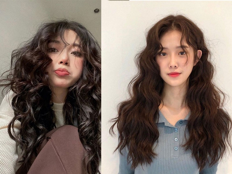 Tóc dài uốn xù đũa hình 3