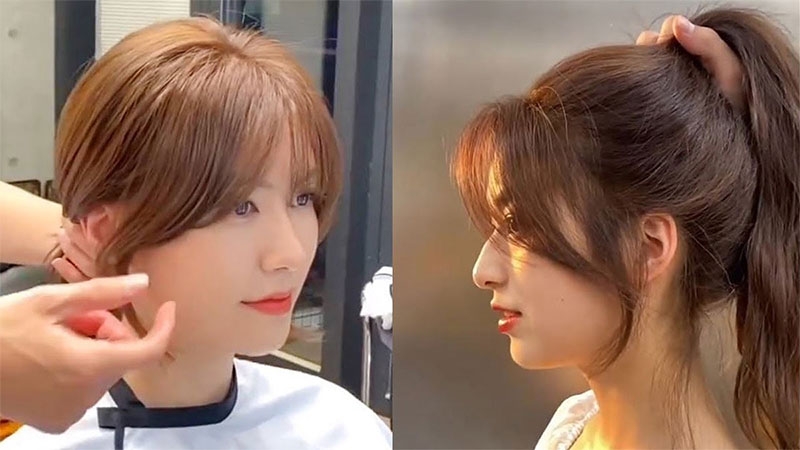 Tóc mái bay layer hình 8