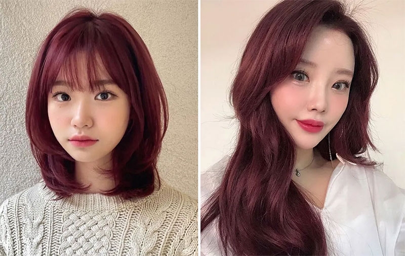 Tóc màu đỏ tím trầm hình 1
