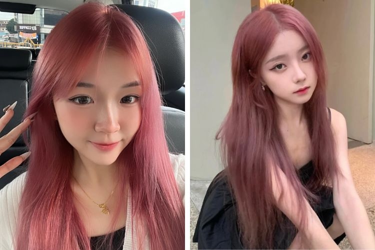 tóc màu hồng pastel hình 2